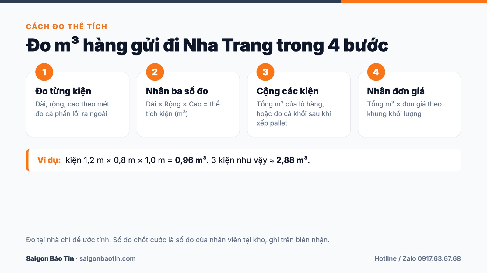 Cách đo thể tích m³ hàng gửi đi Nha Trang trong 4 bước